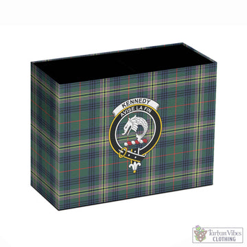 Kennedy Modern Tartan Pen Holder with Family Crest