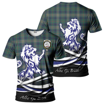 Kennedy Modern Tartan T-Shirt with Alba Gu Brath Regal Lion Emblem