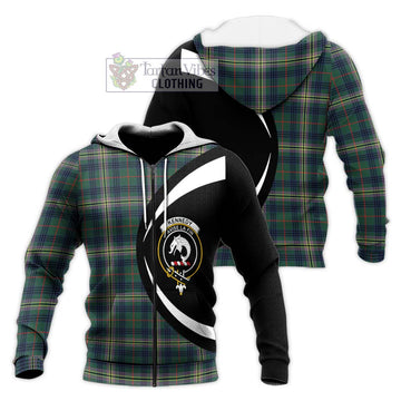 Kennedy Modern Tartan Knitted Hoodie with Family Crest Circle Style