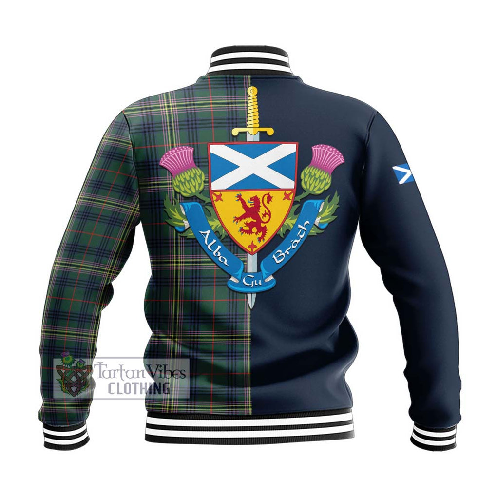 Tartan Vibes Clothing Kennedy Modern Tartan Baseball Jacket with Scottish Lion Royal Arm Half Style