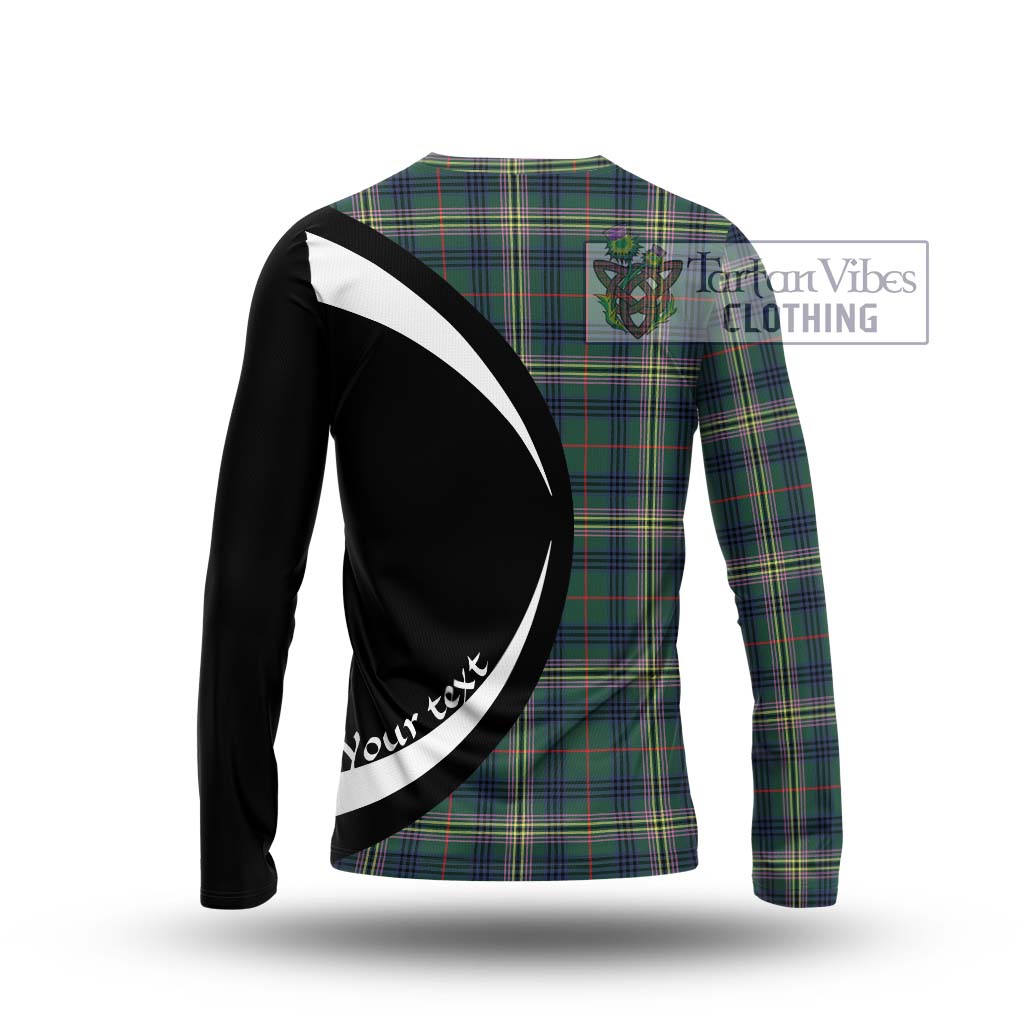 Kennedy Modern Tartan Long Sleeve T-Shirt with Family Crest Circle Style - Tartan Vibes Clothing