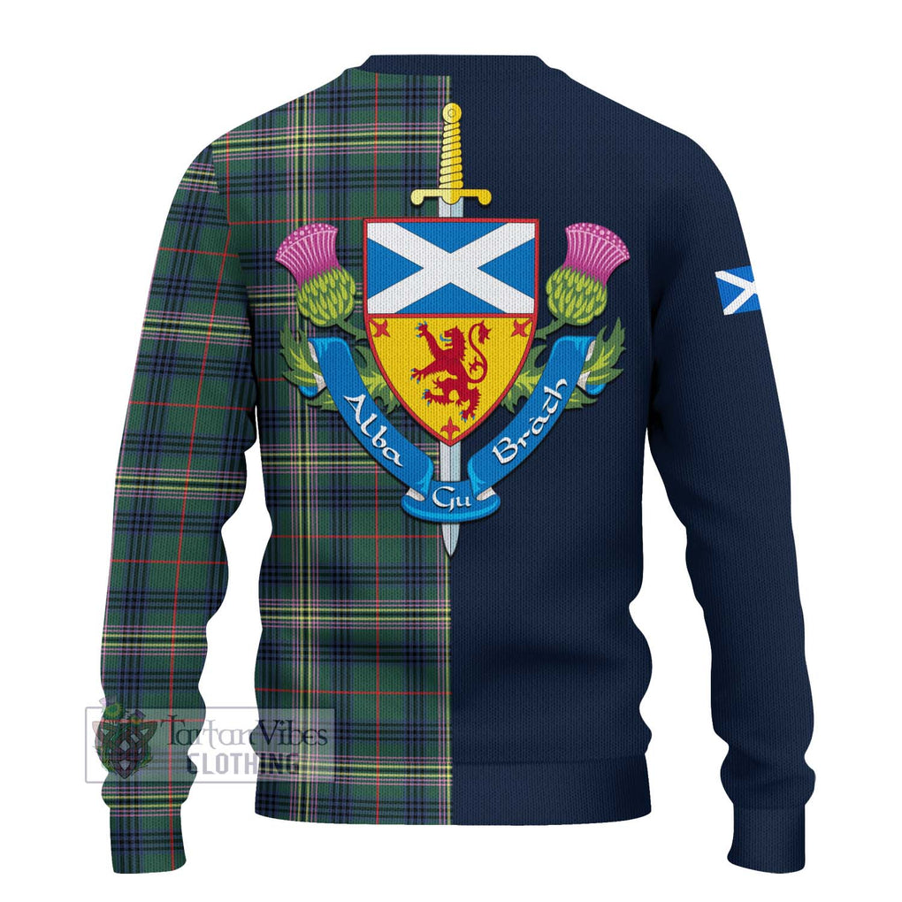 Tartan Vibes Clothing Kennedy Modern Tartan Knitted Sweater with Scottish Lion Royal Arm Half Style