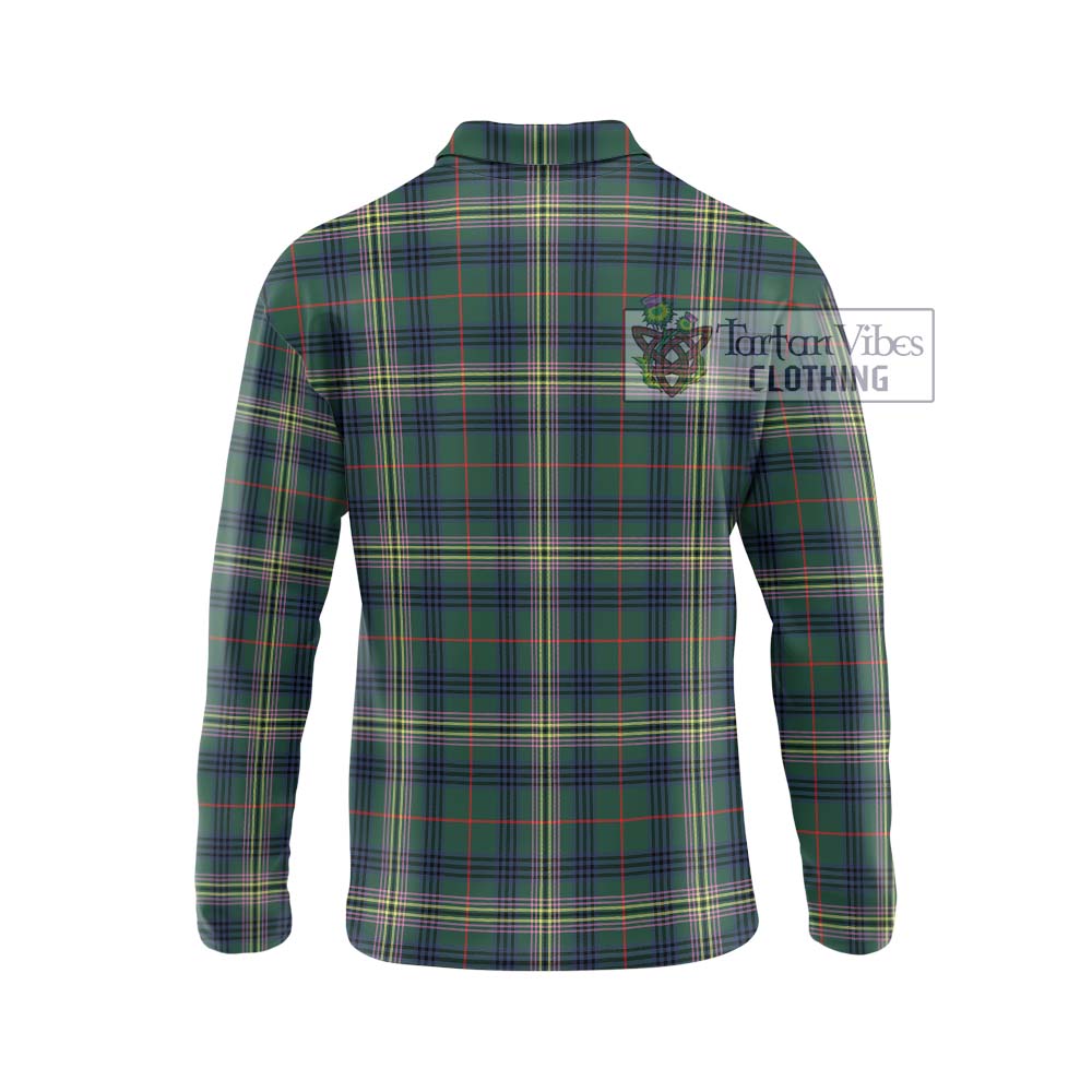 Kennedy Modern Tartan Long Sleeve Polo Shirt with Family Crest DNA In Me Style - Tartanvibesclothing Shop