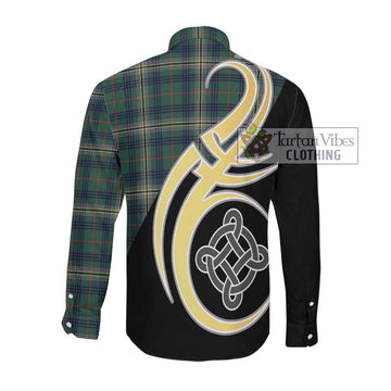 Kennedy Modern Tartan Long Sleeve Button Shirt with Family Crest and Celtic Symbol Style