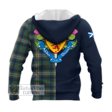 Kennedy Modern Tartan Knitted Hoodie Alba with Scottish Lion Royal Arm Half Style