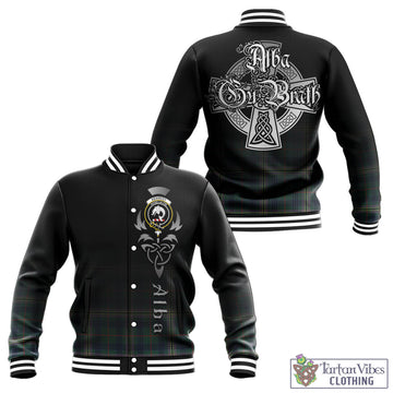 Kennedy Modern Tartan Baseball Jacket Featuring Alba Gu Brath Family Crest Celtic Inspired