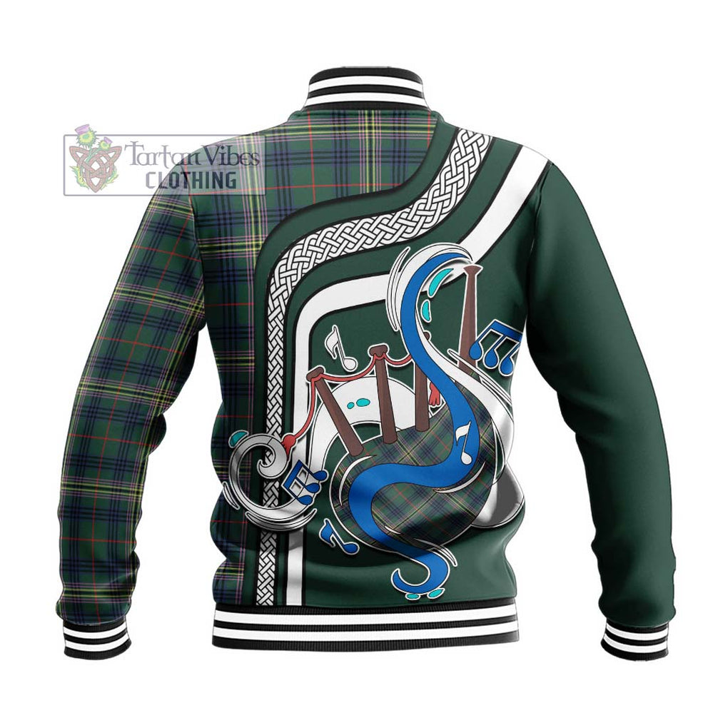 Tartan Vibes Clothing Kennedy Modern Tartan Baseball Jacket with Epic Bagpipe Style