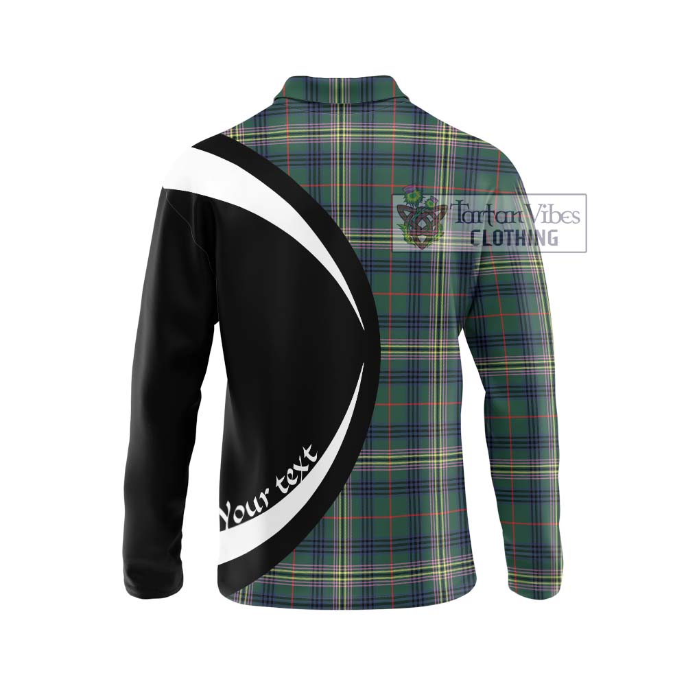 Kennedy Modern Tartan Long Sleeve Polo Shirt with Family Crest Circle Style - Tartan Vibes Clothing