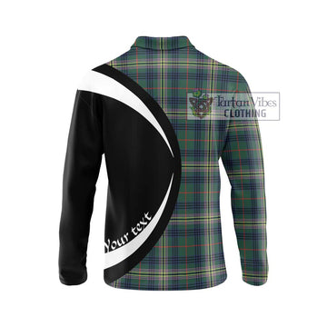 Kennedy Modern Tartan Long Sleeve Polo Shirt with Family Crest Circle Style