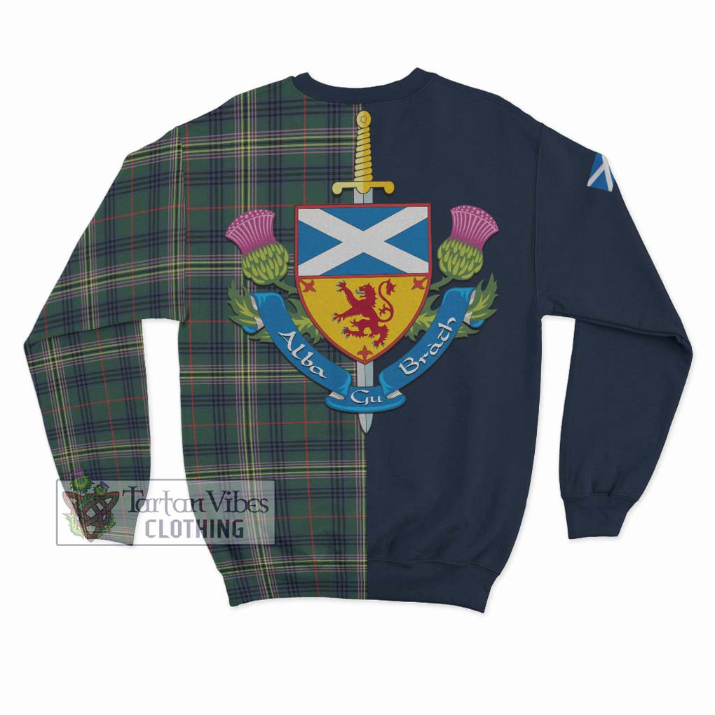 Tartan Vibes Clothing Kennedy Modern Tartan Sweatshirt with Scottish Lion Royal Arm Half Style