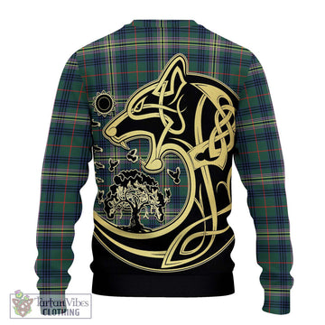 Kennedy Modern Tartan Ugly Sweater with Family Crest Celtic Wolf Style