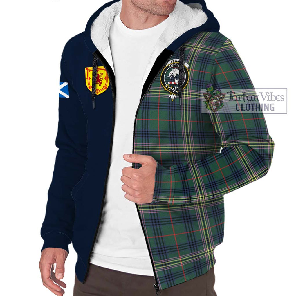 Tartan Vibes Clothing Kennedy Modern Tartan Sherpa Hoodie with Scottish Lion Royal Arm Half Style