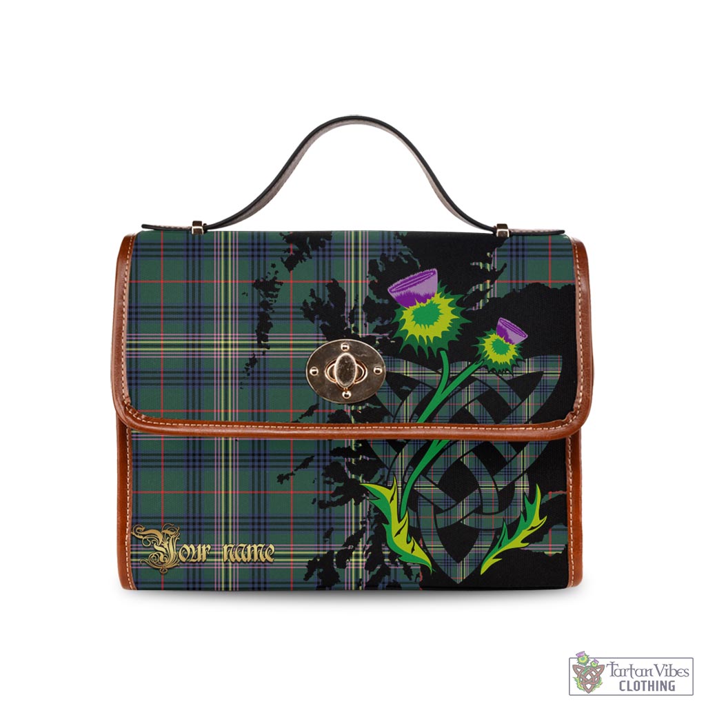 Tartan Vibes Clothing Kennedy Modern Tartan Waterproof Canvas Bag with Scotland Map and Thistle Celtic Accents