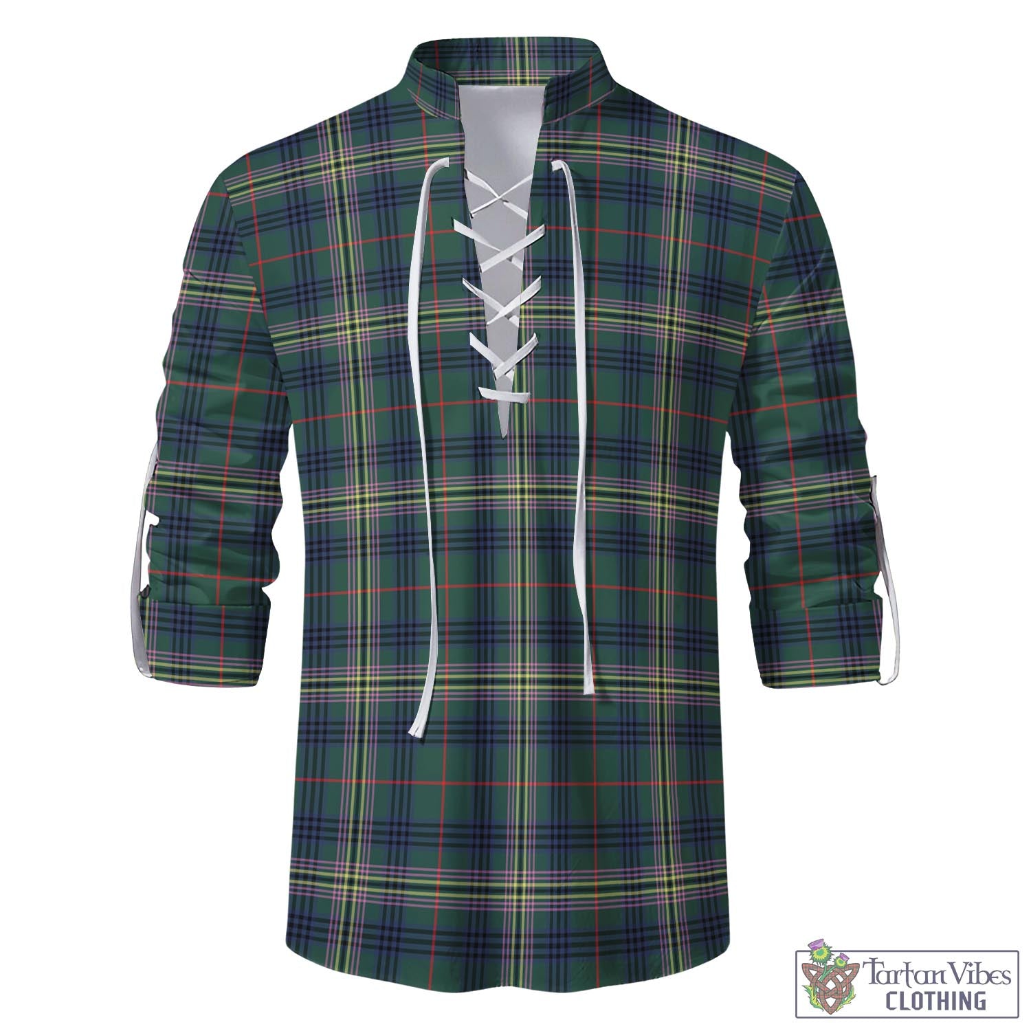 Tartan Vibes Clothing Kennedy Modern Tartan Men's Scottish Traditional Jacobite Ghillie Kilt Shirt