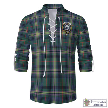 Kennedy Modern Tartan Men's Scottish Traditional Jacobite Ghillie Kilt Shirt with Family Crest