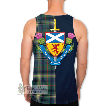 Kennedy Modern Tartan Men's Tank Top Alba with Scottish Lion Royal Arm Half Style