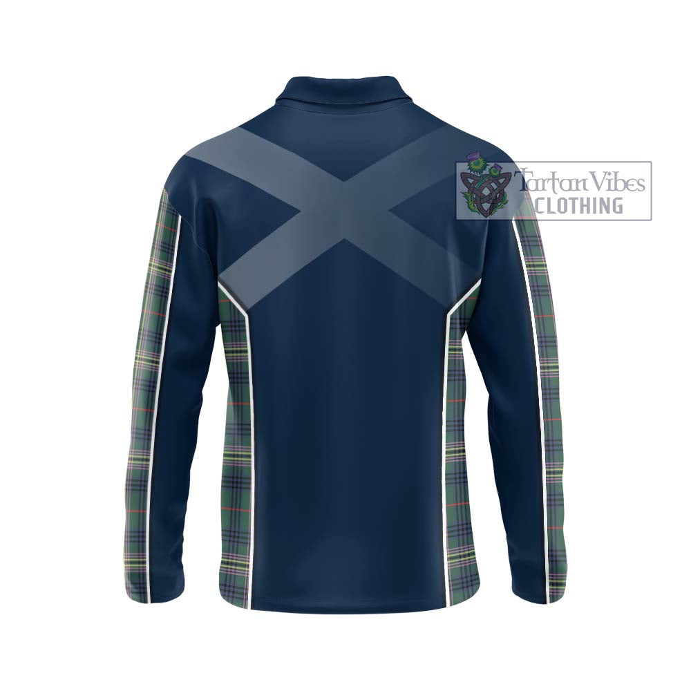 Kennedy Modern Tartan Long Sleeve Polo Shirt with Family Crest and Lion Rampant Vibes Sport Style - Tartan Vibes Clothing