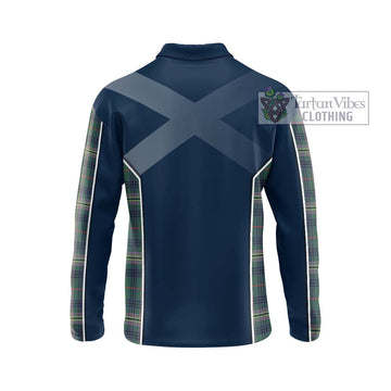 Kennedy Modern Tartan Long Sleeve Polo Shirt with Family Crest and Lion Rampant Vibes Sport Style