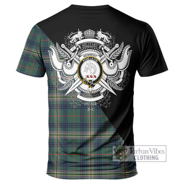 Kennedy Modern Tartan T-Shirt with Family Crest and Military Logo Style