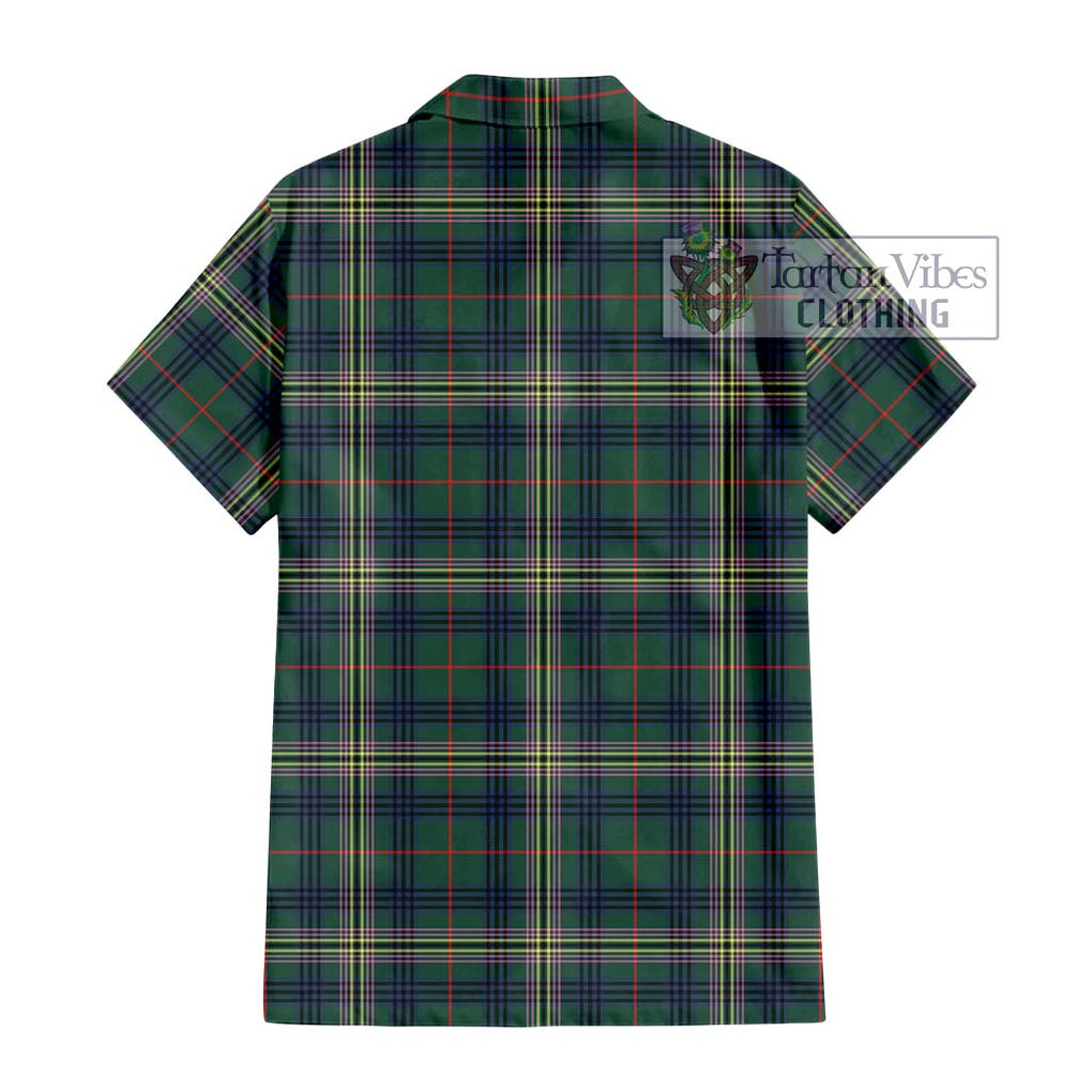 Kennedy Modern Tartan Short Sleeve Button Shirt with Family Crest DNA In Me Style - Tartanvibesclothing Shop