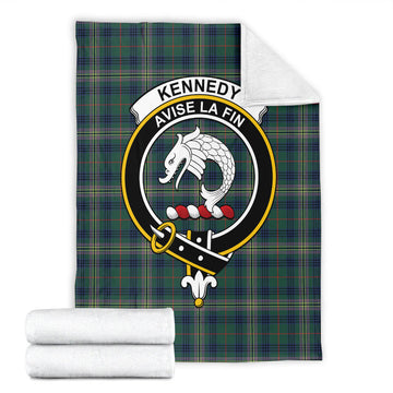 Kennedy Modern Tartan Blanket with Family Crest