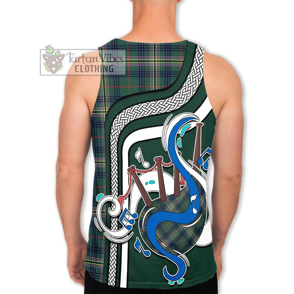 Kennedy Modern Tartan Men's Tank Top with Epic Bagpipe Style - Tartanvibesclothing Shop