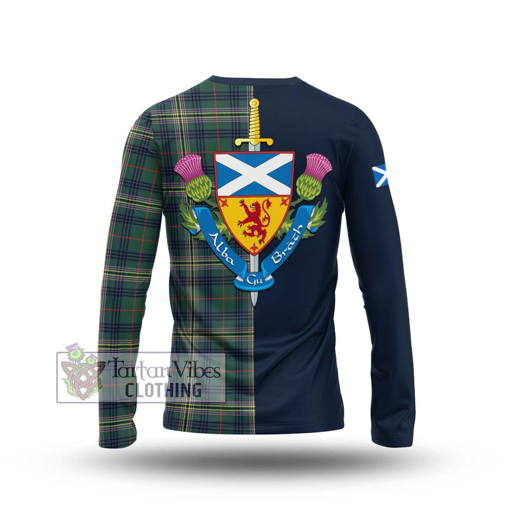 Tartan Vibes Clothing Kennedy Modern Tartan Long Sleeve T-Shirt with Scottish Lion Royal Arm Half Style