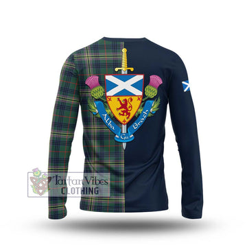 Kennedy Modern Tartan Long Sleeve T-Shirt Alba with Scottish Lion Royal Arm Half Style