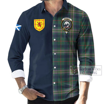 Kennedy Modern Tartan Long Sleeve Button Shirt Alba with Scottish Lion Royal Arm Half Style