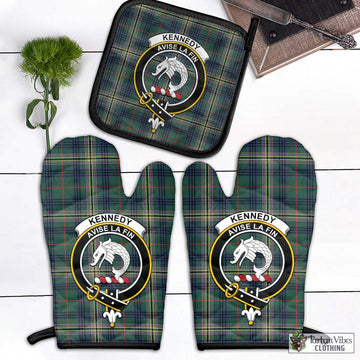 Kennedy Modern Tartan Combo Oven Mitt & Pot-Holder with Family Crest