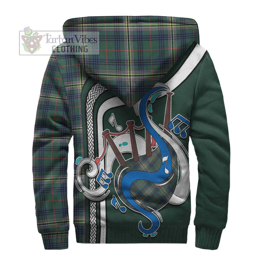 Kennedy Modern Tartan Sherpa Hoodie with Epic Bagpipe Style - Tartanvibesclothing Shop