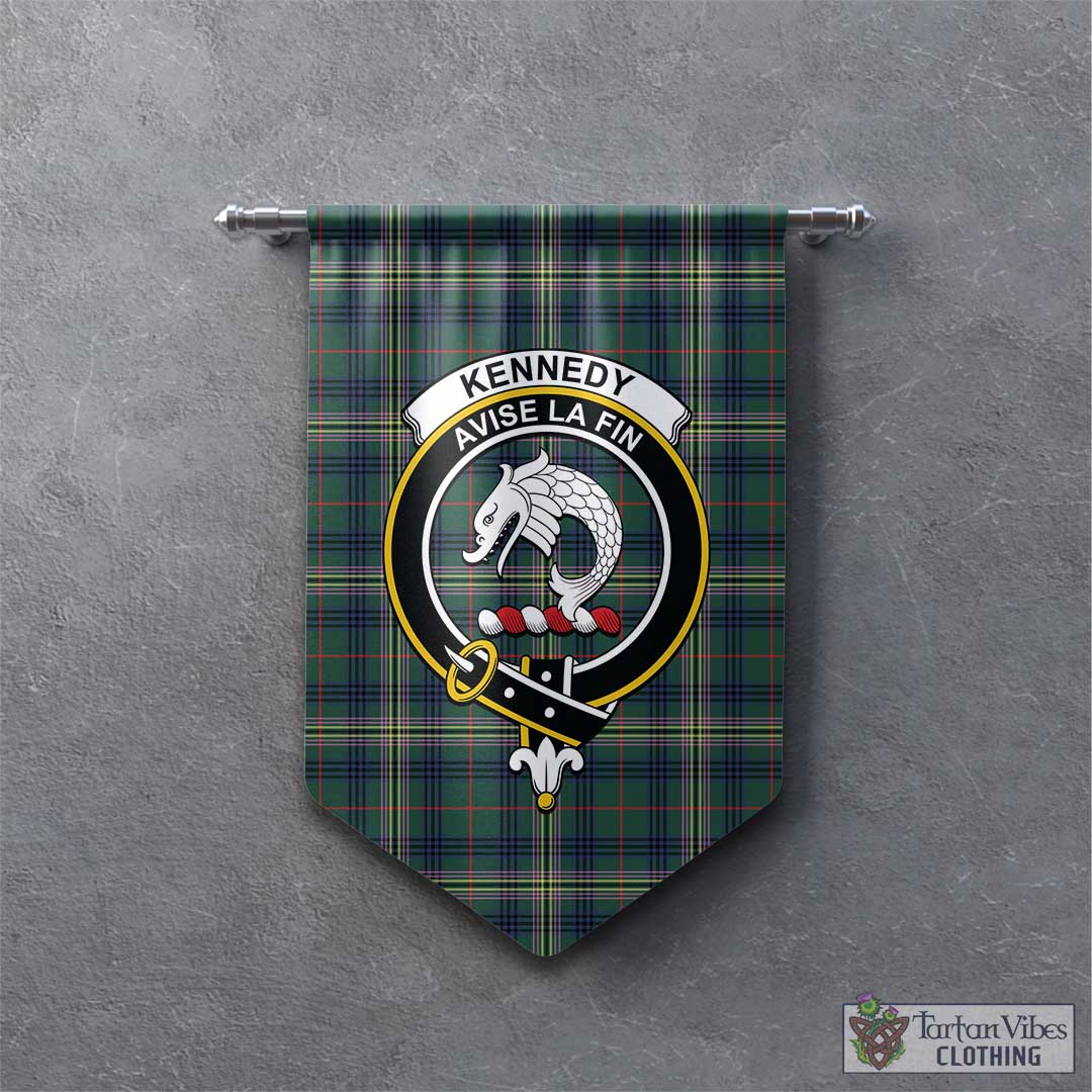 Tartan Vibes Clothing Kennedy Modern Tartan Gonfalon, Tartan Banner with Family Crest