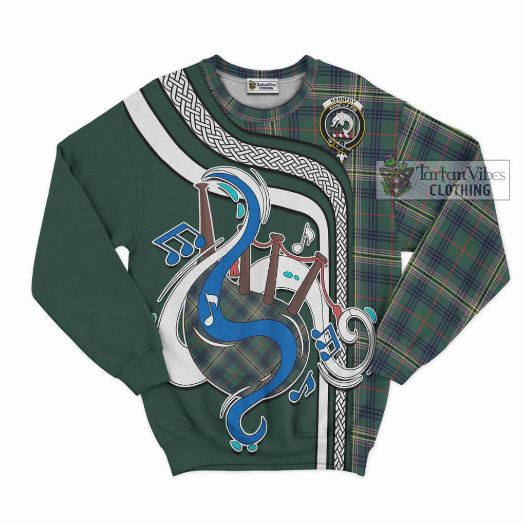 Tartan Vibes Clothing Kennedy Modern Tartan Sweatshirt with Epic Bagpipe Style