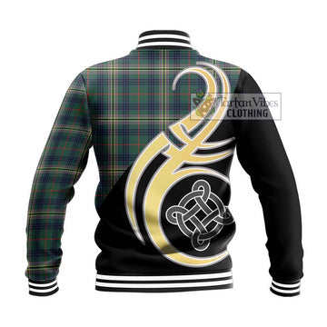 Kennedy Modern Tartan Baseball Jacket with Family Crest and Celtic Symbol Style