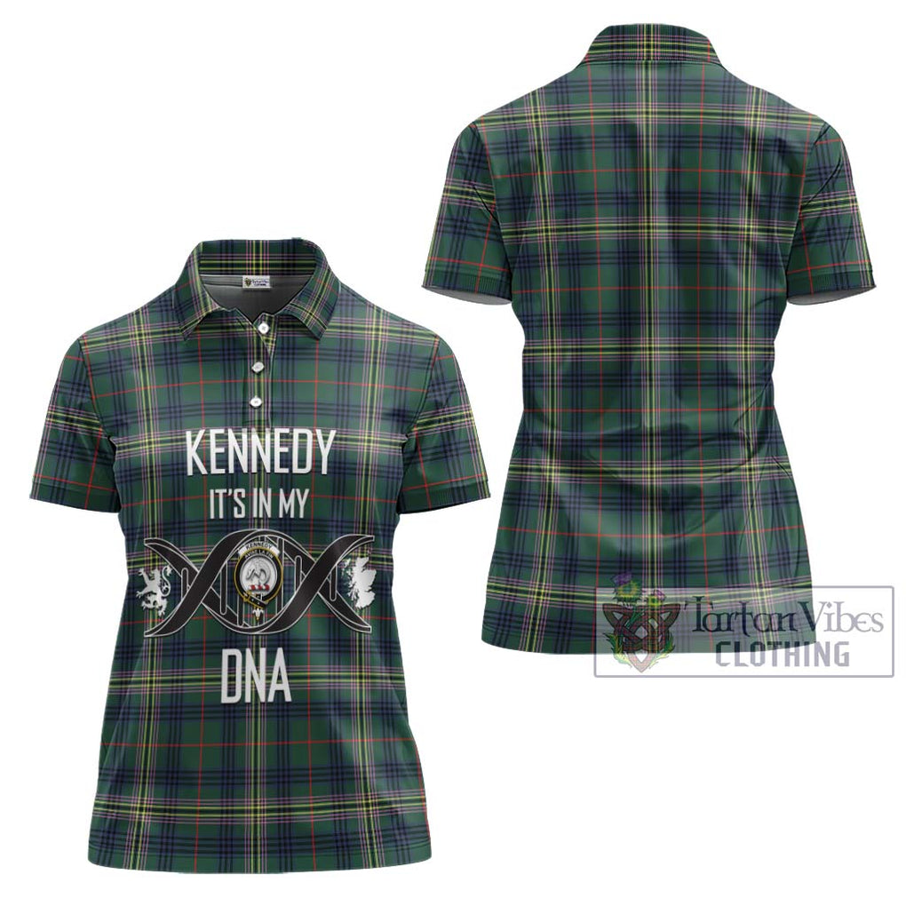 Kennedy Modern Tartan Women's Polo Shirt with Family Crest DNA In Me Style - Tartanvibesclothing Shop