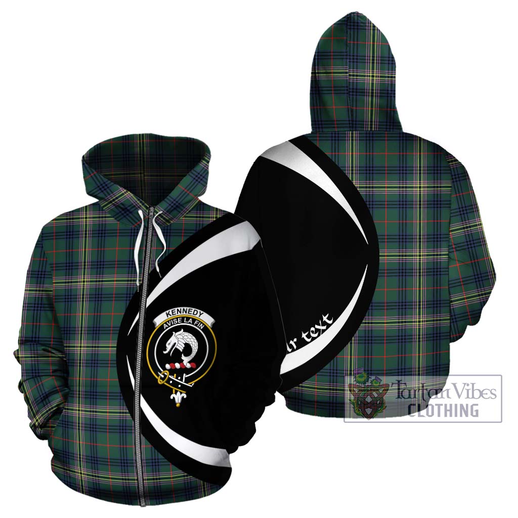 Tartan Vibes Clothing Kennedy Modern Tartan Hoodie with Family Crest Circle Style