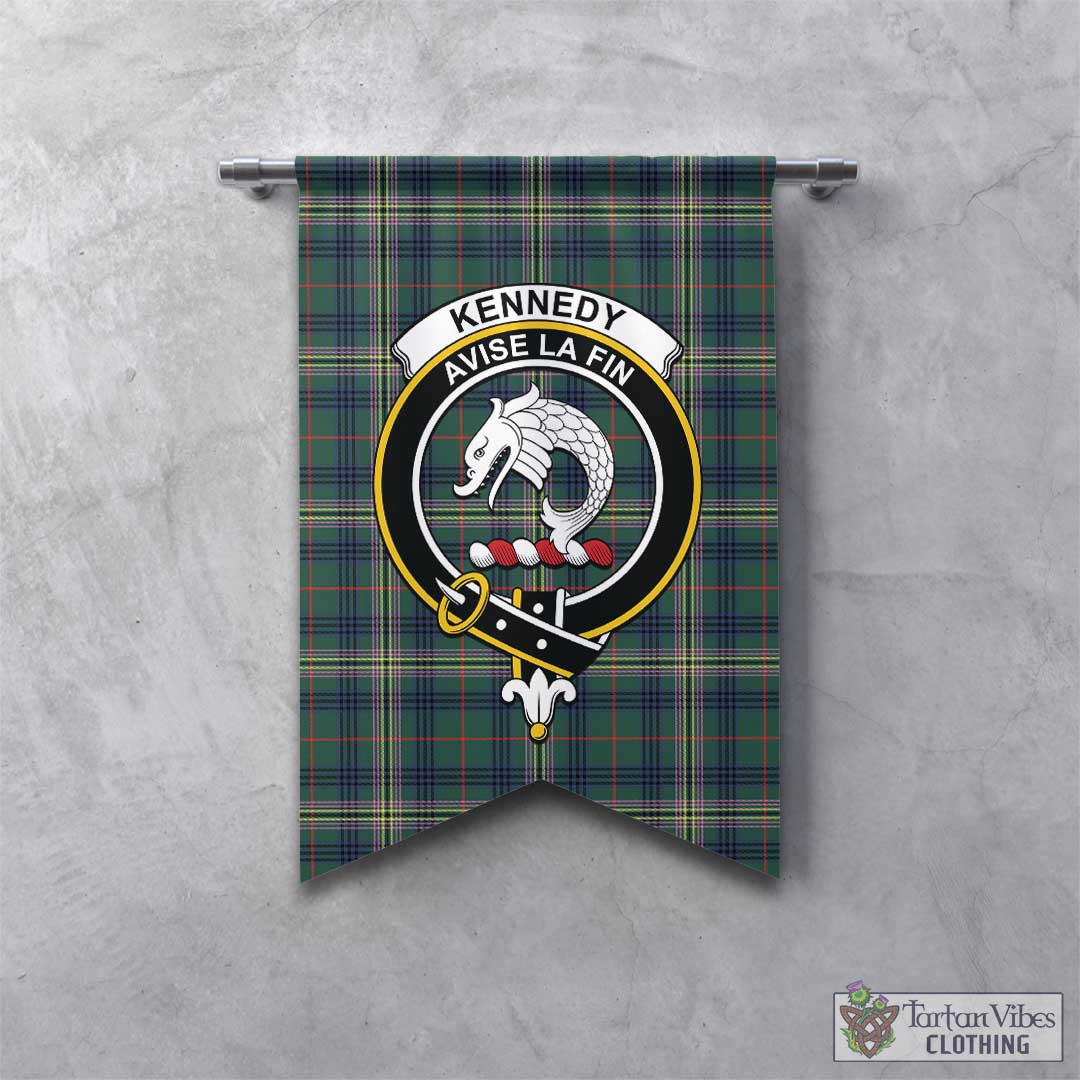 Tartan Vibes Clothing Kennedy Modern Tartan Gonfalon, Tartan Banner with Family Crest