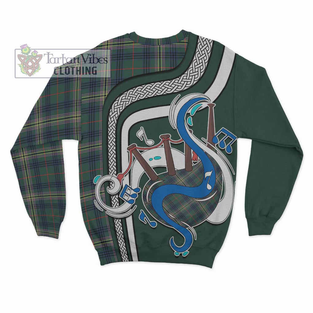 Tartan Vibes Clothing Kennedy Modern Tartan Sweatshirt with Epic Bagpipe Style