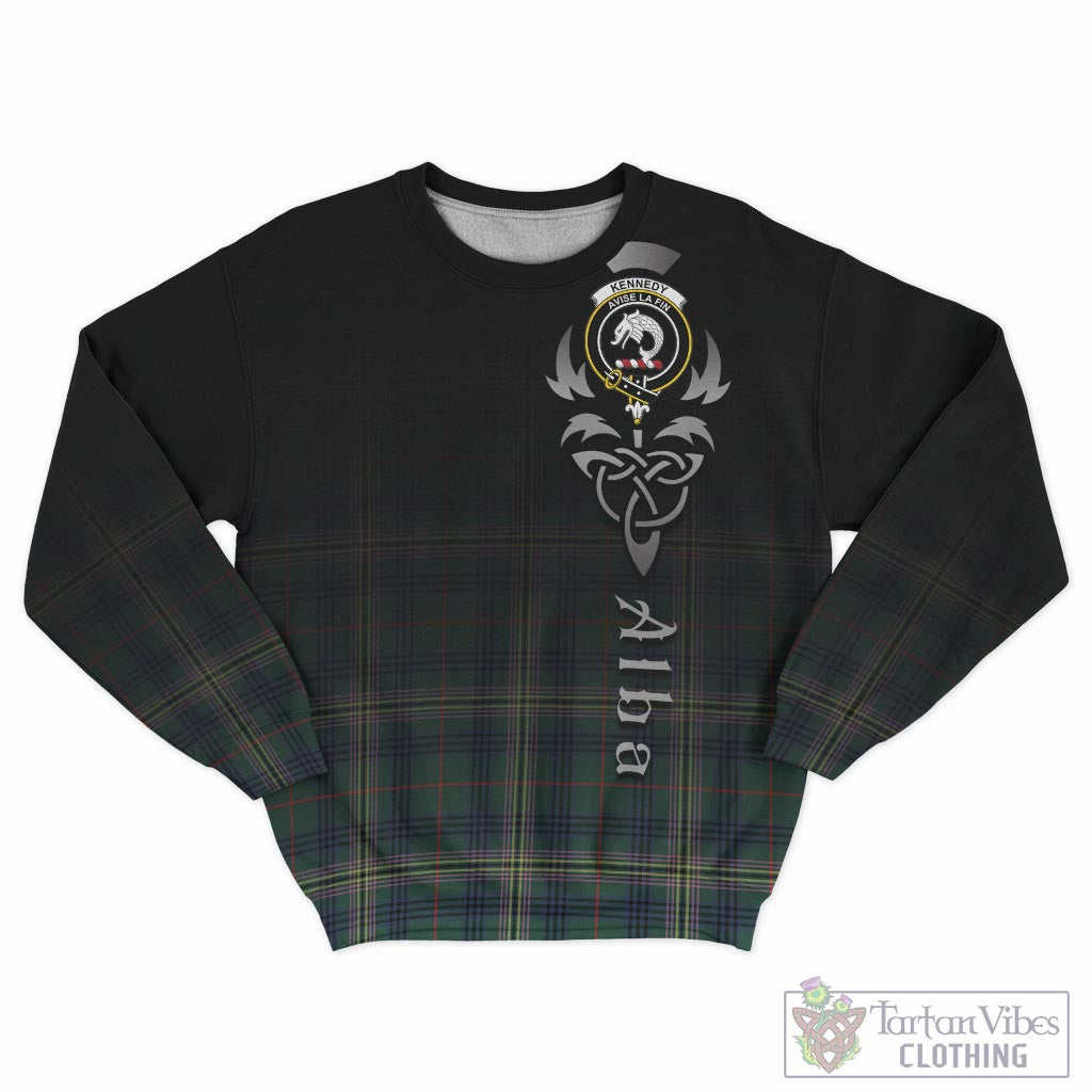 Tartan Vibes Clothing Kennedy Modern Tartan Sweatshirt Featuring Alba Gu Brath Family Crest Celtic Inspired