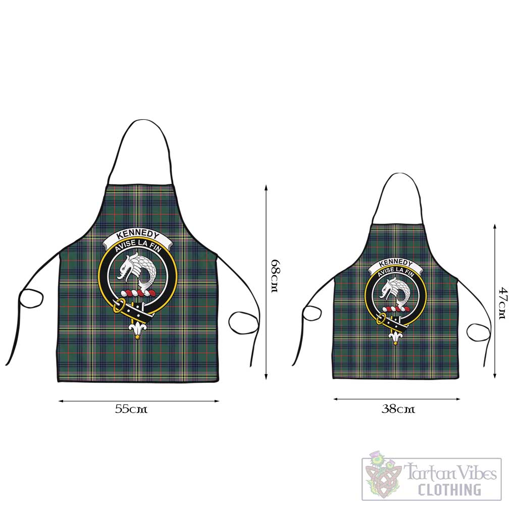 Kennedy Modern Tartan Apron with Family Crest Black L 55x68 cm - Tartan Vibes Clothing