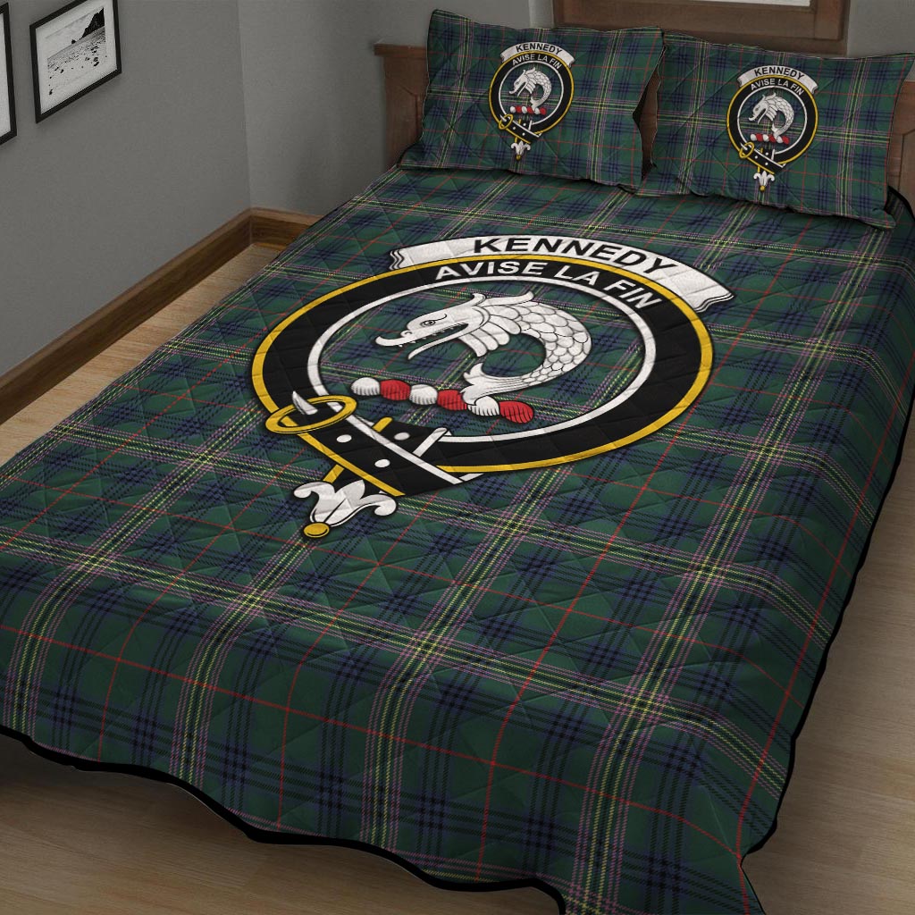 Kennedy Modern Tartan Quilt Bed Set with Family Crest - Tartan Vibes Clothing