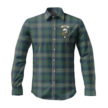 Kennedy Modern Tartan Long Sleeve Button Up Shirt with Family Crest