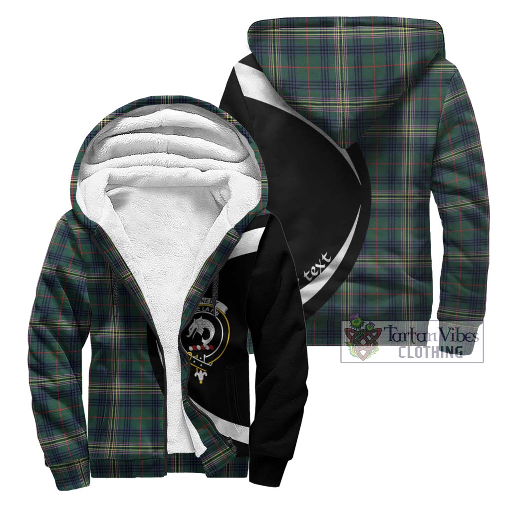 Kennedy Modern Tartan Sherpa Hoodie with Family Crest Circle Style Unisex - Tartan Vibes Clothing