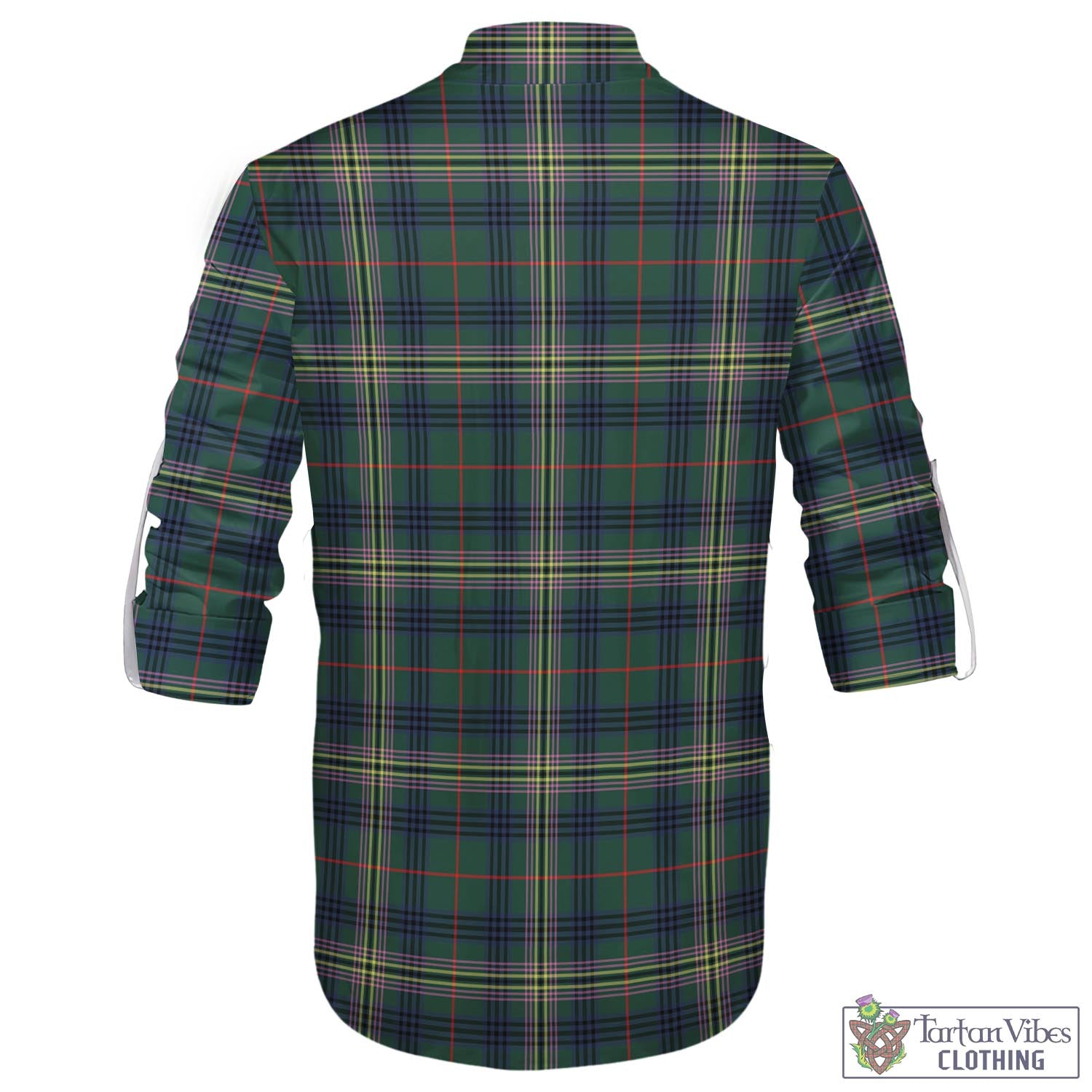 Tartan Vibes Clothing Kennedy Modern Tartan Men's Scottish Traditional Jacobite Ghillie Kilt Shirt with Family Crest