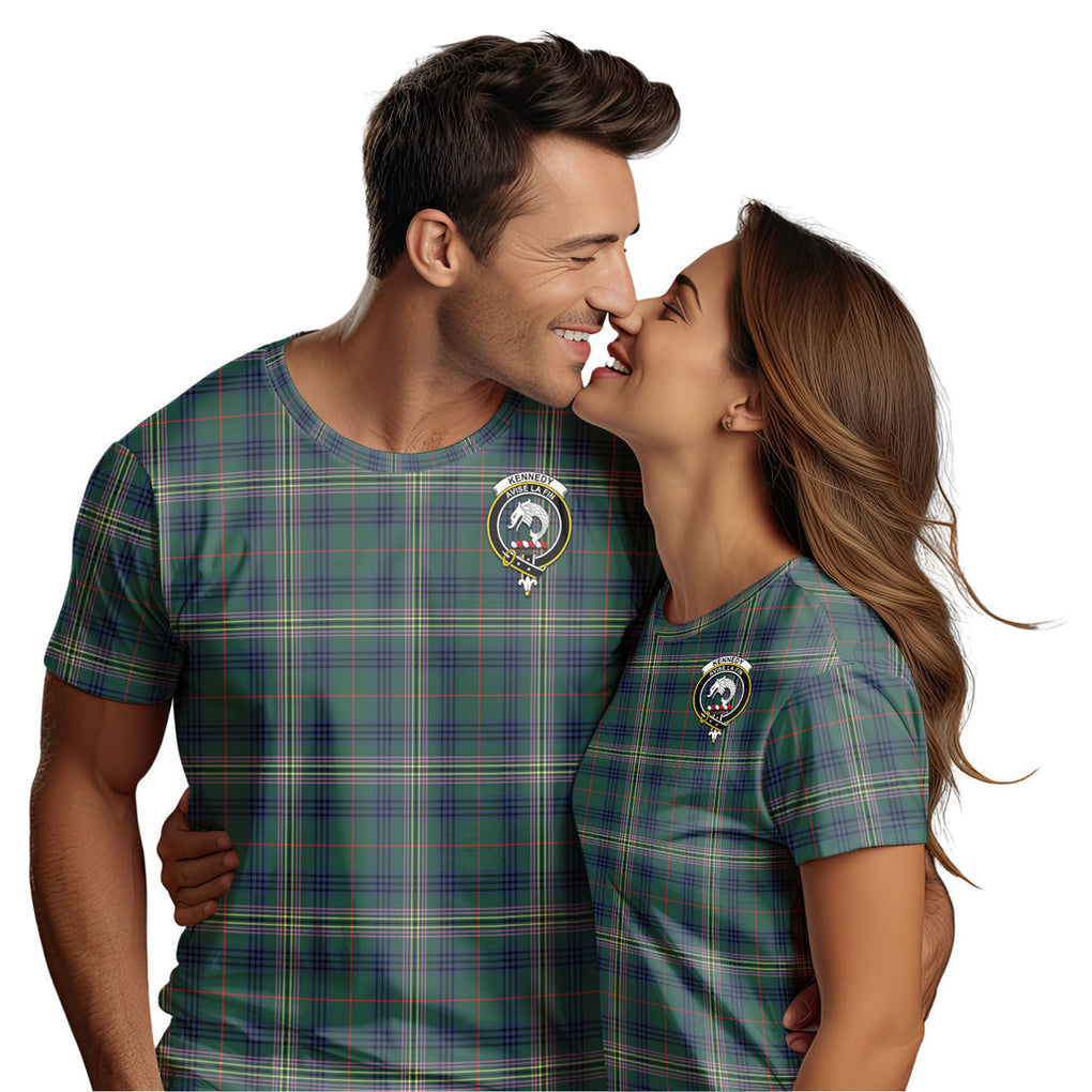 Kennedy Modern Tartan T-Shirt with Family Crest - Tartan Vibes Clothing