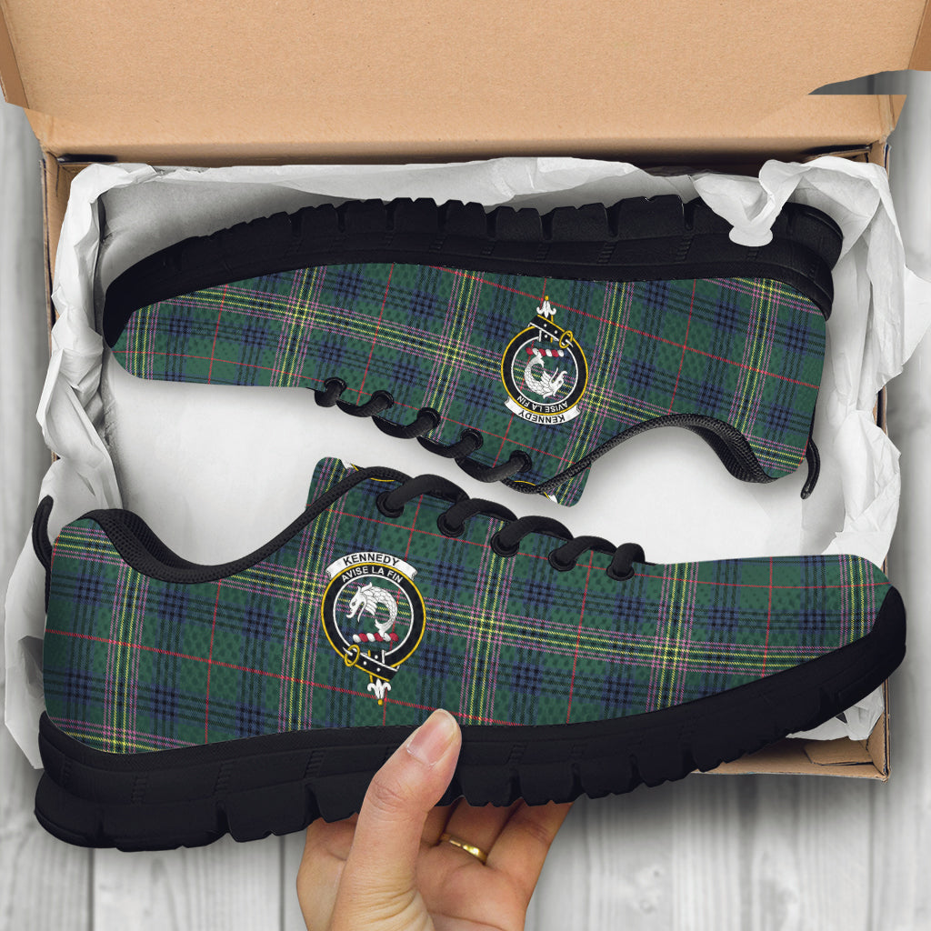 Kennedy Modern Tartan Sneakers with Family Crest - Tartan Vibes Clothing