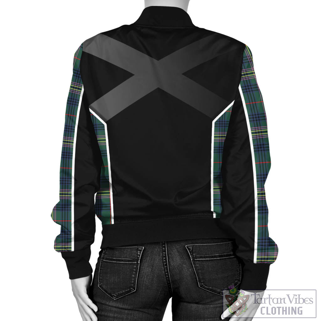 Tartan Vibes Clothing Kennedy Modern Tartan Bomber Jacket with Family Crest and Scottish Thistle Vibes Sport Style