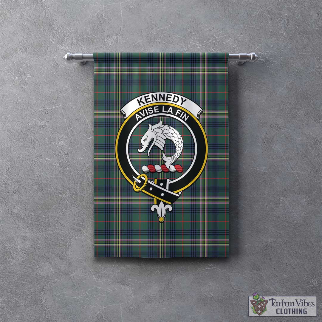 Tartan Vibes Clothing Kennedy Modern Tartan Gonfalon, Tartan Banner with Family Crest