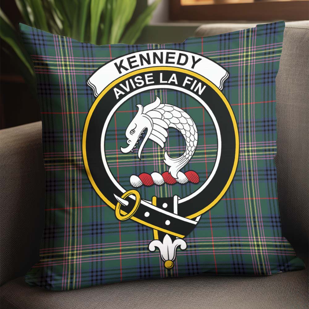 Kennedy Modern Tartan Pillow Cover with Family Crest - Tartanvibesclothing