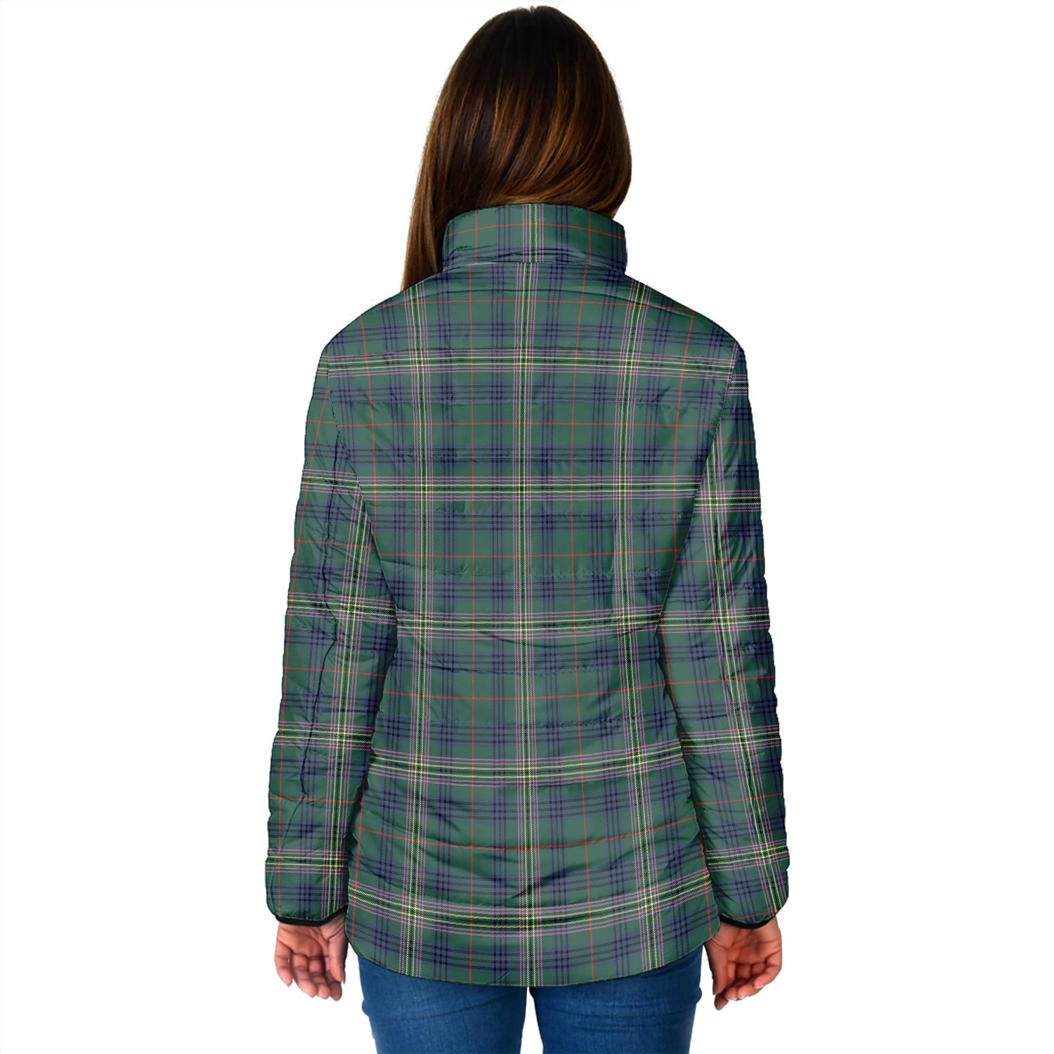 Kennedy Modern Tartan Padded Jacket with Family Crest - Tartan Vibes Clothing